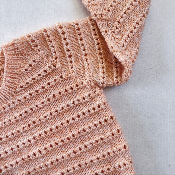 HANDMADE Size 5-6 Vintage Wool Peach Apricot Knitted Winter Jumper Pullover Girl - Picture 3 of 5